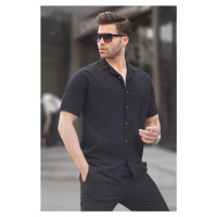 Madmext Black Basic Short Sleeve Men's Shirt 5598