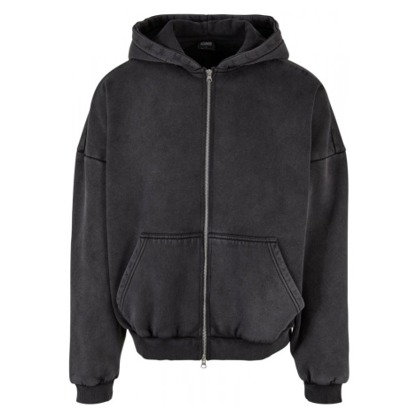 Heavy Sand Washed 90's Zip Hoody - black Urban Classics