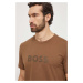 Bavlněné tričko BOSS hnědá barva, s potiskem