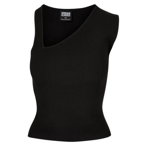Ladies Rib Knit Asymmetric Top - black Urban Classics