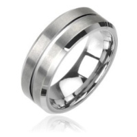 Wolframový prsten stříbrný broušený