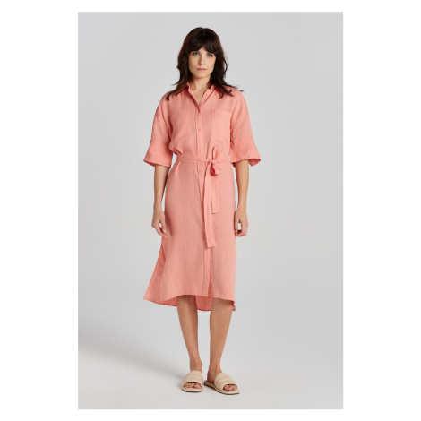 ŠATY GANT REL LINEN SS SHIRT DRESS PEACHY PINK