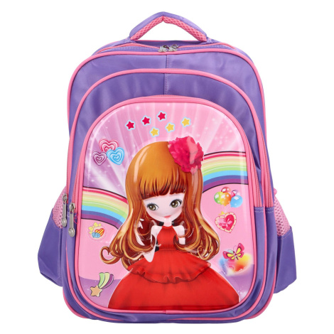 Dětský látkový školní batoh Princezna s květinou, fialová New Berry