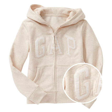 Béžová holčičí mikina GAP Logo zip hoodie in fleece