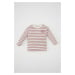 DEFACTO Baby Girl Crew Neck Striped Printed Combed Cotton Long Sleeve T-Shirt