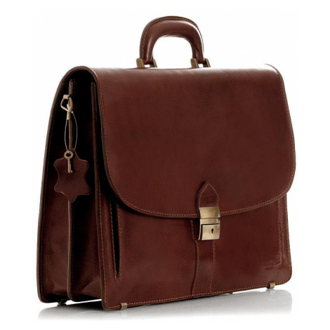 Kožená aktovka kancelářská taška LUCA tmavě hnědá Marco Mazzini handmade