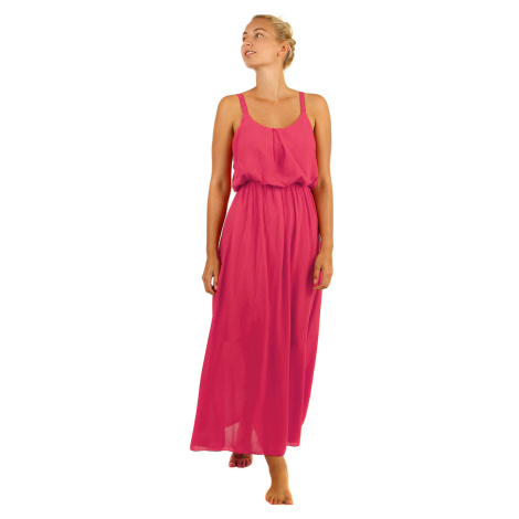 Letní jednobarevné plážové maxi šaty s krajkovými ramínky