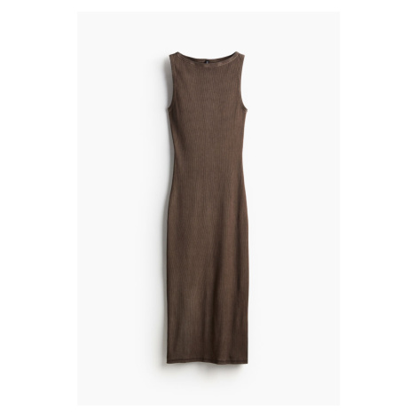 H & M - Žebrované šaty bodycon - béžová H&M