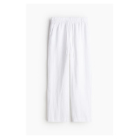 H & M - Kalhoty Tapered z lněné směsi - bílá