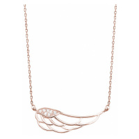 Klenoty Amber Stříbrný náhrdelník s křídlem - růžové zlacení