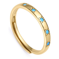 Viceroy Stylový pozlacený prsten s modrými zirkony Trend 9119A01 55 mm