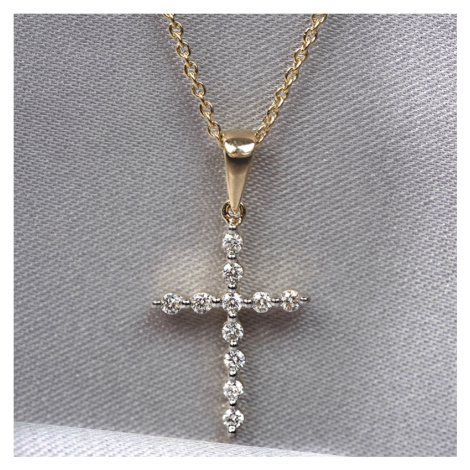 Zlatý náhrdelník s diamantovým křížkem Planet Shop
