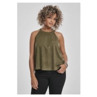 Dámský top // Urban classics Ladies Peached Rib Neckholder Tank olive