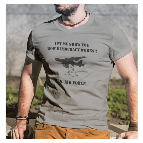 Army triko s B 52 - How Demokracy Works - tričko pro military nadšence BezvaTriko