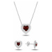 Klenoty Amber Stříbrná sada šperků srdce růžové - náušnice, náhrdelník