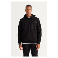 ALTINYILDIZ CLASSICS Men's Black Standard Fit Regular Fit Hooded Cotton Sweatshirt
