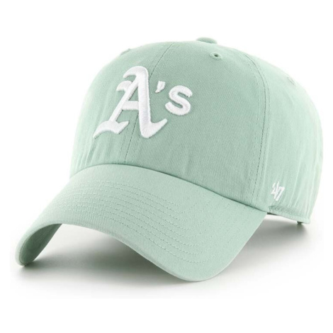 Bavlněná baseballová čepice 47brand MLB Oakland Athletics zelená barva, s aplikací 47 Brand