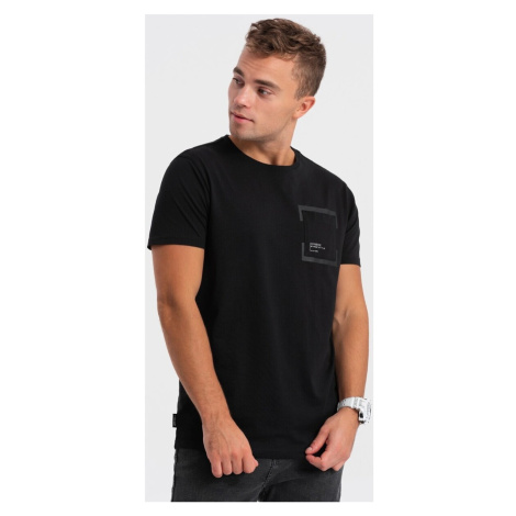 Ombre Pánské tričko s krátkým rukávem Themphie černá Černá