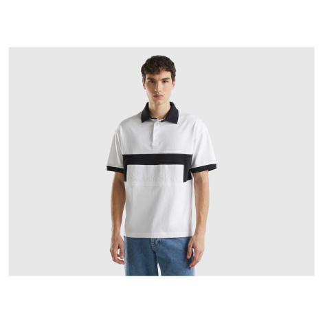 Benetton, Black And White Rugby Polo United Colors of Benetton