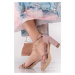 Růžovozlaté sandály na hrubém podpatku s kamínky Daphne
