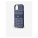 PU Leather Repeat Pattern Tonal Stripe Zadní Kryt pro iPhone 14 Blue DKNY