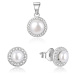 Beneto Nádherná stříbrná souprava šperků s říčními perlami AGSET278L (přívěsek, náušnice)