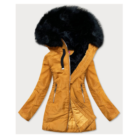 Žlutá dámská zimní bunda s kapucí (8951-C) VIOLA&C