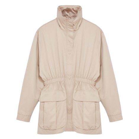 Trendyol Beige Oversize Elastic Waist Zippered Windbreaker Coat