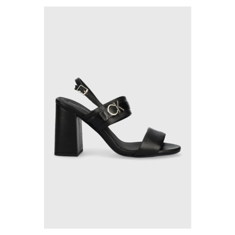 Kožené sandály Calvin Klein BLOCK HL SANDAL 85HH W/HW černá barva, HW0HW01486