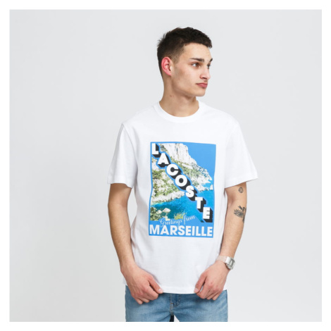 LACOSTE M Crew Neck Landscape Print Tee White