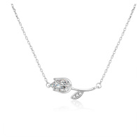 Beneto Romantický stříbrný náhrdelník s čirými zirkony AGS486/47L