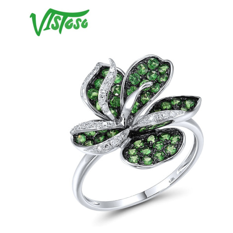 Masivní prsten zelená kytka Listese