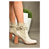 Fox Shoes R518101109 Women's Beige Thick Heeled Boots