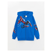 LC Waikiki Lcw Boys Hooded Spiderman Printed Long Sleeve Zipper Sweatshirt