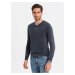 Ombre Washed men's sweater with v-neck - navy blue