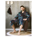 Bathrobe Key MGL 476 B22 M-2XL green-navy blue