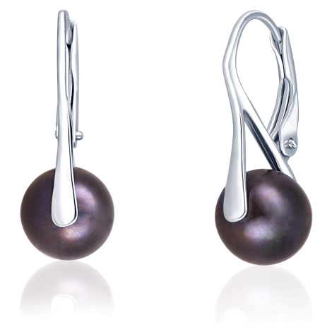 JwL Luxury Pearls Stříbrné náušnice s pravou černou perlou JL0650
