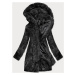 Černá dámská bunda - kožíšek s kapucí (BR9746-1)