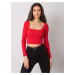 ČERVENÝ DÁMSKÝ CROP TOP S DLOUHÝMI RUKÁVY -RED Červená