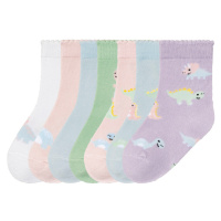 lupilu® Dívčí ponožky s BIO bavlnou, 7 párů (modrá / zelená / růžová / bílá / lila fialová)