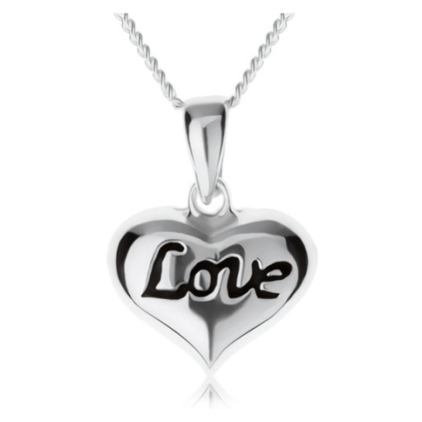 Nastavitelný náhrdelník, srdíčko s nápisem "Love", stříbro 925 Šperky eshop