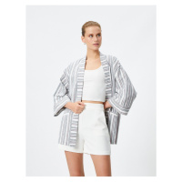 Koton Linen Blended Kimono with Pocket Detail Half Sleeves.