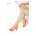 Soho Orange Satin Women&#39;s Classic Heeled Shoes 18921