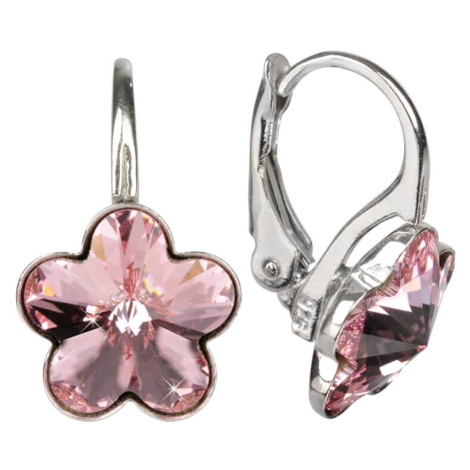 Levien Dívčí stříbrné náušnice Flower Crystal Light Rose