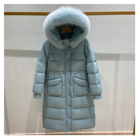 Kostkovaná zimní bunda s kožíškem na kapucí