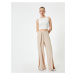 Koton Wide Leg Trousers with Cap, Tie Detail, Elastic Waist