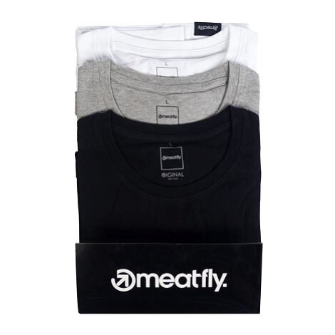 Meatfly balení pánských triček MF Logo Multipack Black/Grey Heather/White | Černá | 100% bavlna