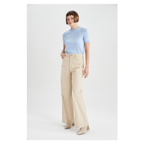 DEFACTO Corduroy Trousers Wide Leg High Waist Wide Leg Basic Plain Pocket