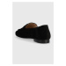 Semišové mokasíny Wojas dámské, černá barva, na plochém podpatku, 4622761