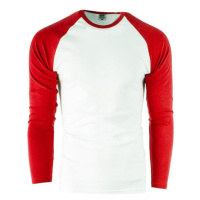 Bílo-červené pánské tričko s dlouhým rukávem ve slevě
